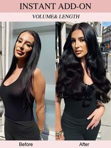 9AM Hair Seamless Hair Extensions Body Wave Classical Seamless PU Straight Clip In Hair Extensions Remy Human Hair 8 Pcs Per Set With 18 Clips Double Weft Clip In Human Hair Extensions PU Hair Extensions Invisible Hole PU Hair Weft Sport Vacation Travel Festival Prom Outdoor Cosplay Campus - S1B - View 6