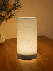 1PC Modern Scandinavian Wooden Frame Table Lamp With Linen Shade, Warm Light LED Lamp With USB Power, Creative Lamp For Bedroom, Living Room, Dining Room, Office - Yellow - View 7