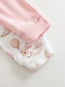 Cozy Pixies Bộ 2 món áo liền quần dài tay cổ tròn mềm mại họa tiết động vật hoạt hình cho bé gái - Nhiều màu - Xem 9