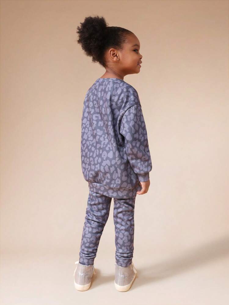 Leopard Print Sweatshirt And Leggings Set
