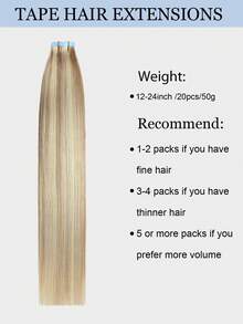 Băng dính tóc 9AM Ombre Vô hình và thoải mái 20 chiếc 50G 12 inch đến 24 inch Màu vàng tro highlight Tẩy tóc vàng P18/613# Băng dính tóc nối Tóc thật Băng dính tóc thật - S18/613 - Xem 4