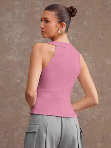 L'Amorae Elegante blusa de primavera con corte asimétrico y abertura - Púrpura malva - Ver 2