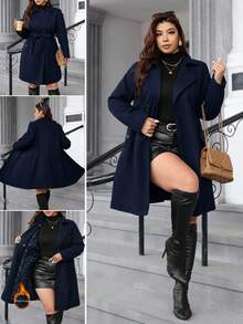 Ellevyn 大码女式时尚双排扣羊毛腰带，冬季