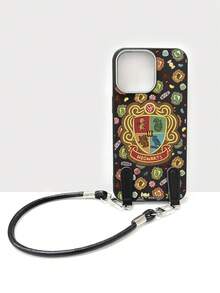 HARRY POTTER X SHEIN Wizarding World Themed Black Faux Leather Soft Phone Case With PU Long & Short Straps, Wizarding Academy & Candy Prints, Stylish Casual Style Compatible With IPhone & Galaxy, Perfect For Potter Fans Daily Use & Outings - Black - View 5