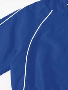 Sparklyn 三件套少女休闲套装，包括：带帽拉链短外套（罗纹边饰）、白色吊带背心和阔腿裤，秋季套装 - 藍色 - 查看 7