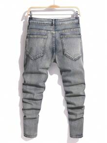 Manfinity Homme Quần Jeans Nam Màu Trơn Có Túi Thời Trang Đường Phố Thường Ngày - Rửa nhẹ - Xem 2