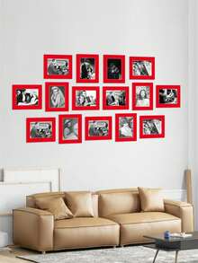 15pcs Black (With Backing Board) Minimalist & Elegant Corridor Wall Decor Memorial Paper Photo Frame Wall Hanging (Paper Product) - Multicolor - View 33