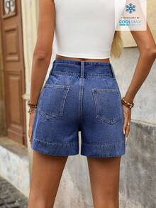 EMERY ROSE Women's Loose Casual Versatile Denim Shorts With Pockets - Blue - View 2