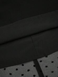 Sweetra 大码女式提花印花拼接抹胸系带喇叭袖连衣裙 - 黑色 - 查看 8