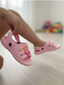 Unisex divertido diseño decorativo punta abierta correa trasera estilo casual verano playa sandalias - Rosa claro. - Ver 1