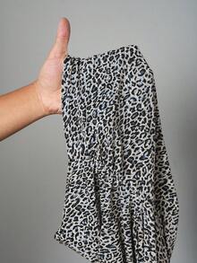 Slaydiva Casual All-Match Sexy Crop Top & Skinny Flare Pants 2 Pieces Set, Leopard Print - Black - View 7