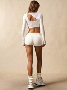 VARSIVA Bộ đồ thể thao 2 món gồm áo crop top tay ngắn và quần short bó cho nữ - Nhiều màu - Xem 8