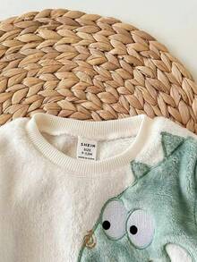 Baby Boy Casual Fluffy Cartoon Pattern Long Sleeve Pajama Set, Autumn/Winter