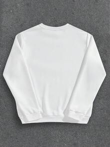 Manfinity ZONE917 Men's Loose Street Angel Blurry Pattern White Pullover Pullover Sweatshirt Angel Sweatshirt - White - View 5