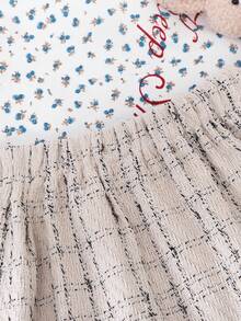 Genkimix Kids 年轻女孩时尚A字百褶裙，优雅风格，秋季新品 - 杏色 - 查看 6