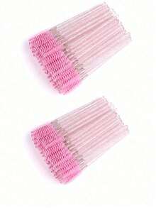 50PCS/100PCS Disposable Mascara Wands, Nylon Bristle Eyelash Brush Spoolies, Unscented Eyebrow Extension Applicator With ABS Plastic Rod, Normal Skin Compatible - Pink And Black Wand Set,Daily Necessities, Back To School Supplies, Gifts For Ladies, Home Decor, Glitter Handle For Eyelashes & Eyebrows, Essential Cosmetic Applicator For Daily Makeup, Lash Separating & Brow Grooming. - Pink - View 9