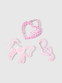 ROMWE Anime 3 zufällige Stile von süßen Windbögen, Musik-Noten-förmigen Schlüsselanhängern, Y2K-Stil Polka-Punkt-Liebes-Muster rosa Acryl-Platte Schlüsselanhänger, sehr geeignet zum Kombinieren mit Rucksäcken und als Dekorationen, schöne und hochwertige Accessoires.