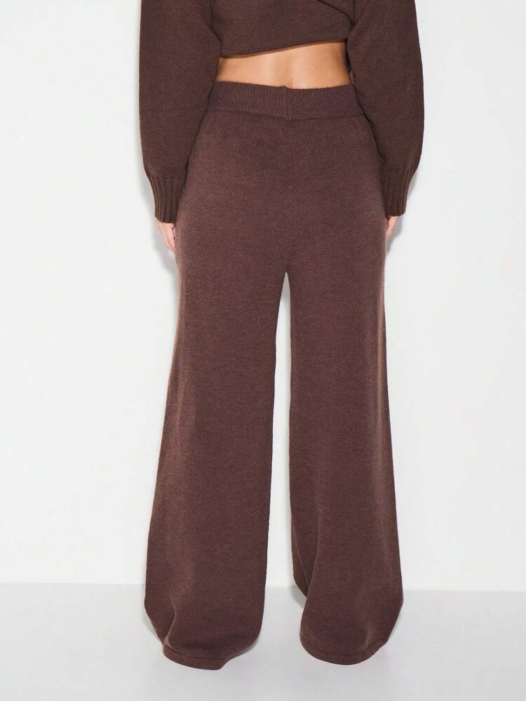 KIZN Ribbed Knit Wide Leg Jogger Pants