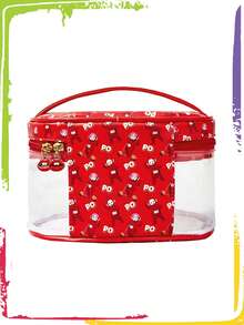 Teletubbies X ROMWE Cute Pink Ribbon Design Large Capacity Makeup Storage Bag - Multicolor - View 7