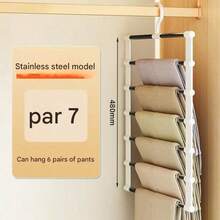 1Pc Functional Trouser Rack, Trapezoidal Trouser Hanger, Foldable Trouser Rack, Stainless Steel Trouser Rack, Trouser Clip, Multi-Layer Storage Trouser Rack, Trapezoidal Trouser Rack, Household Trouser Clip, Non-Slip Trouser Rack, Wardrobe Storage Essential, Foldable Pants Storage Hanger - Multicolor - View 9