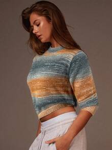 Athîral Women's Teal Blue Knitted Sweater,Long Sleeve Crop Jumper,Autumn Winter Everyday Casual Top,Christmas Jumper,Sweaters For Women - Multicolor - View 6