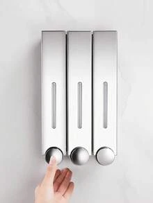 1 420ml Wall-Mounted High-Grade Soap Dispenser With Single Head, Double Head And Three Heads - Silver - View 1