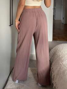 DAZY Women's Letter Embroidered Fleece Knit Pajama Bottoms, Autumn/Winter - Dusty Pink - View 2