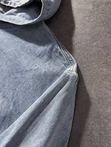 ROMWE MEN Casual Men's Vintage Hooded Punk Drawstring Loose Denim Jacket - Blue - View 5