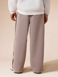 SUMWON Boys Loose Fit Colorblock Drawstring Sweatpants With Side Seam Detail Casual Elastic Waist Joggers Vacation - Brown - View 2