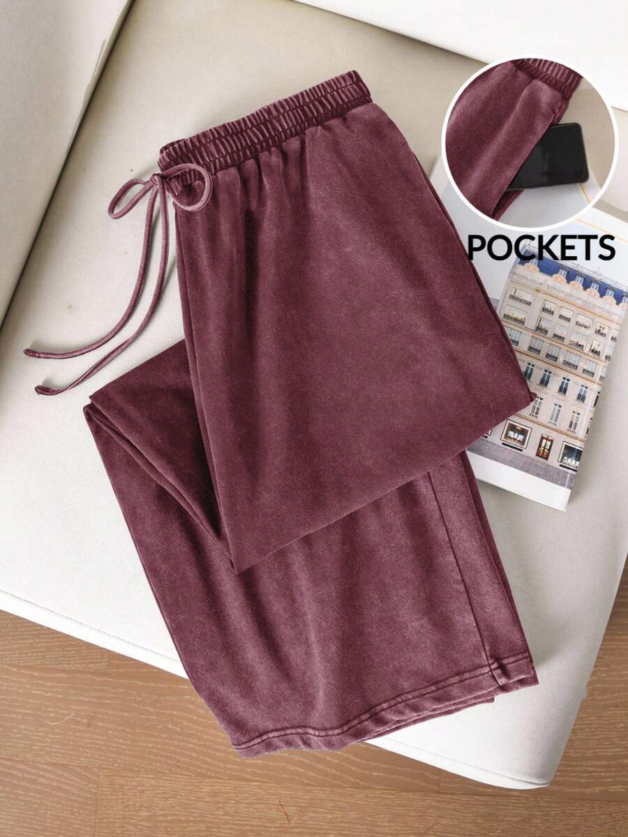 CosyJoli Plus Size Casual Knit Snowflake Straight Leg Pocket Pants, Winter Pants For Women