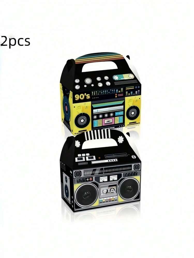 2/6/12 Stücke 80er 90er Jahre Retro Radio Design Party Geschenkbox Boombox Hip Hop Thema Geschenkbox Geschenktüten Box Aufbewahrung für Geburtstag, Hochzeit, Sommer Urlaub, Einschulung, Raumdekoration - Verschiedenfarbig - Übersicht 7