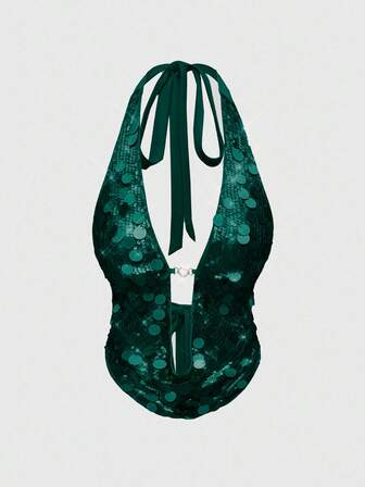 Top court avec encolure drapée et perles, style rétro Y2K sexy pour femmes