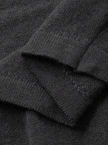 Dazy-Less Pulover pentru femei, casual, de zi cu zi, simplu, cu guler înalt, mânecă scurtă, cu model încrețit, toamnă/iarnă - Gri - Vizualizare 7