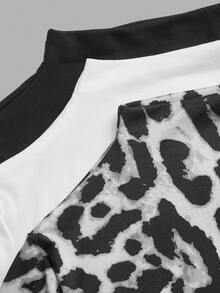 SHEIN LUNE 3pcs/Set Solid Color & Leopard Print Basic Tight Fit T-Shirts, Casual Autumn/Winter Layering,Graphic Tees - White - View 9