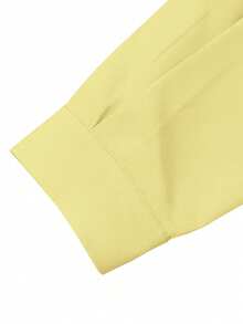 SHEIN LUNE 休闲办公简约纯色长袖衬衫 - 黃色 - 查看 4