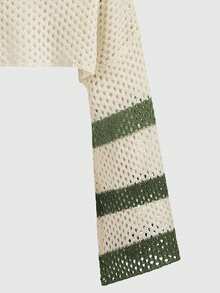 ROMWE Fairycore Star Pattern Hollow Out Crop Jumper - Multicolor - View 5