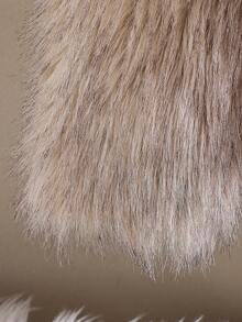 1pc Tween Girl Soft Faux Fur Jacket, Elegant Long Sleeve Short Fitted Hooded Coat, Suitable For Autumn/Winter