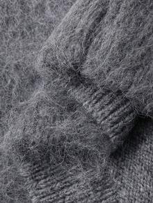 DAZY Young Girl Round Neck Fuzzy 2 In 1 Korean Casual Sweater, Autumn/Winter - Grey - View 6