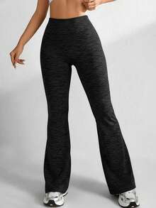 Easithlete Seamless Sports Yoga Flare 7/8 Leggings, High Waist Tummy Control Butt Lifting, AB Yarn Textured, Fitness Workout, Outdoor Running Cycling, Moisture Wicking, Fashionable & Sexy Workout Leggings Boot Cut Yoga Pants Yoga Pants Flare Women Flare Leggings Flare Workout Pants Flared Leggings - Multicolor - View 2