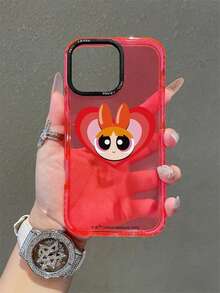 THE POWERPUFF GIRLS X SHEIN A Powerpuff Girls Transparent Minimalist Soft-Shell Cartoon Series Phone Case Compatible With IPhone 17/13/14/15/16 Pro, Original Hand-Painted Soft-Shell With Anti-Drop Design, Gift For Girlfriend For Holidays - Multicolor - View 2