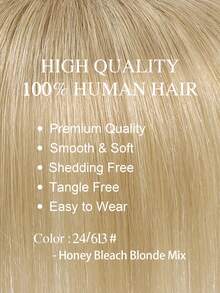 10英寸直发假发片，女士真人发假发片，适合头发稀疏的女性，带刘海，夹式设计 - S24/613 - 查看 2