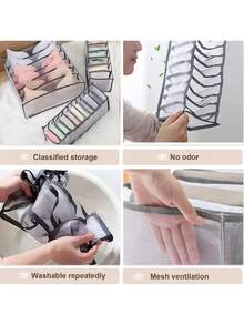 Caja de almacenamiento plegable y dividida, organizador de ropa interior para sostenes, bragas, calcetines, color aleatorio - Multicolor - Ver 5