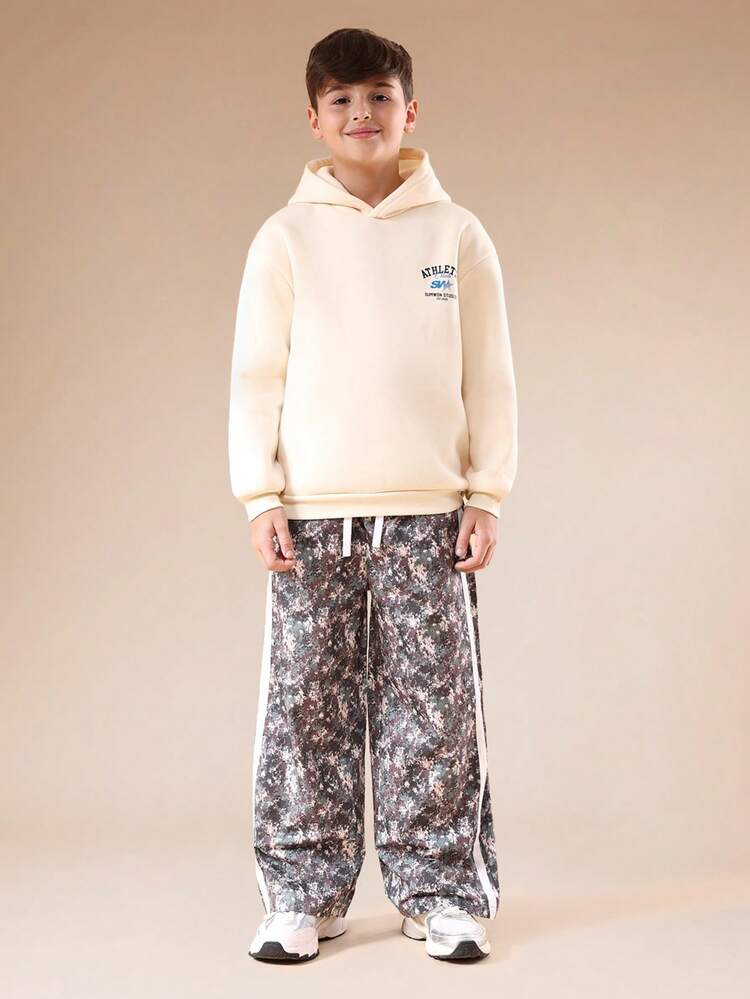 Oversized Hoodie With Athletic Print