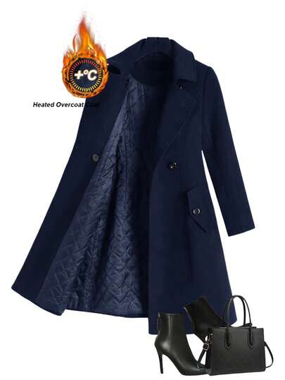 Ellevyn 大码女式时尚双排扣羊毛腰带，冬季