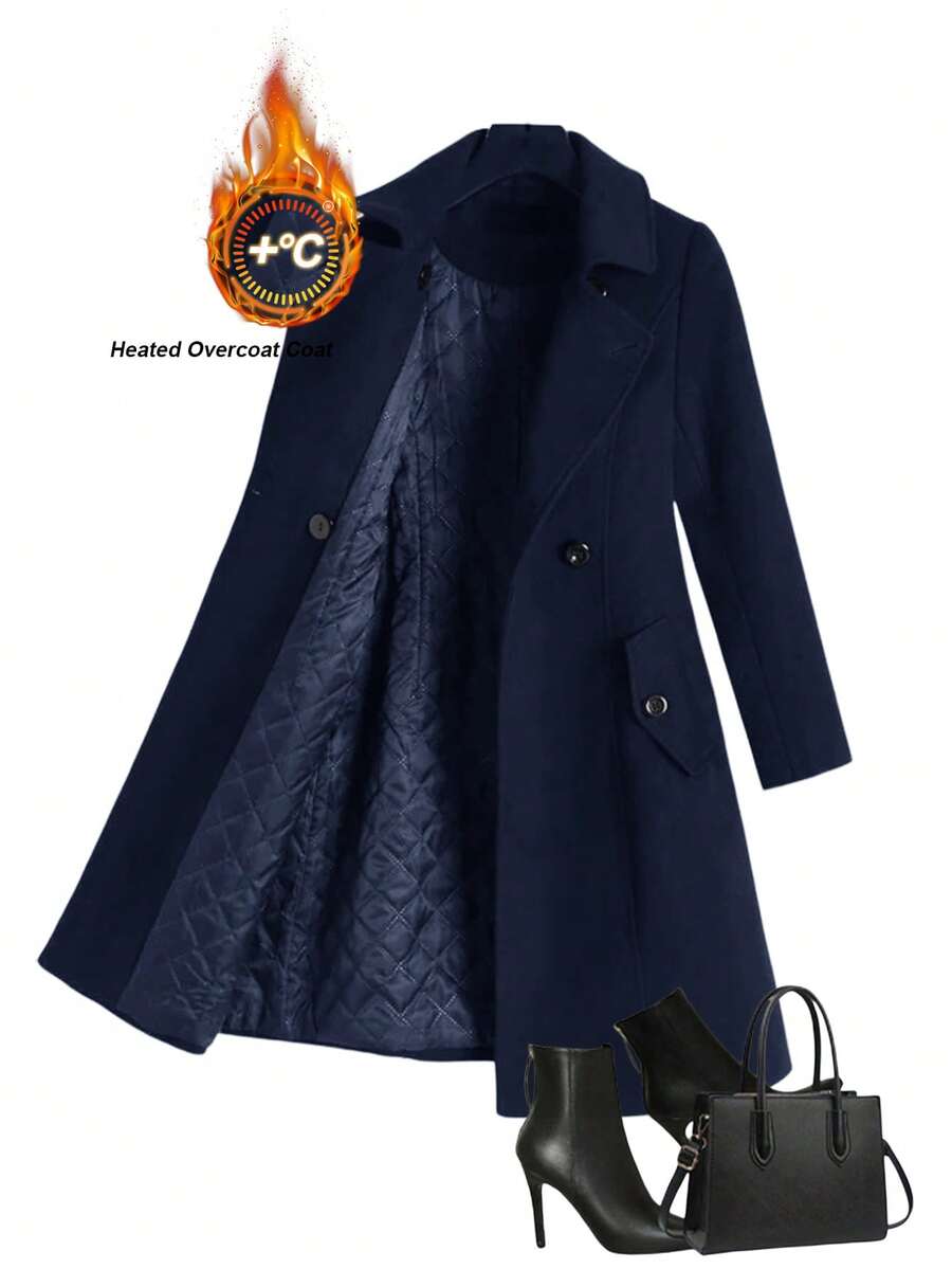 Ellevyn 大码女式时尚双排扣羊毛腰带，冬季