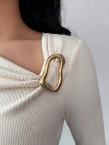 Rafferiza 优雅纯色褶皱领长袖修身休闲杏色连衣裙，时尚优雅，适合秋冬季外出穿着。 - 杏色 - 查看 3