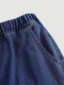 Travachic KIDS Travachic KIDS 青少年女孩春夏休闲街头时尚纯色 V 领无袖背心和宽松直筒裤牛仔两件套、夏季海滩波西米亚风度假短裤、夏季音乐会节日休闲狂欢装、女孩夏季早午餐毕业装 - 淺色水洗藍 - 查看 5