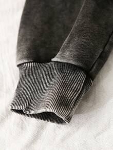 Sparklyn 少女牛仔两件套，黑色水洗休闲宽松牛仔外套带帽搭配阔腿牛仔裤，春秋季时尚穿搭，适合日常穿着、OOTD（每日穿搭）、外出、旅行，2025年秋季新品 - 黑色 - 查看 3