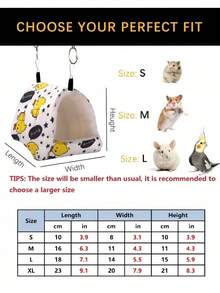 1PC Cartoon Printed Warm Fleece Triangular Sleeping Nest For Parrots Hamsters Chinchillas Squirrels Autumn Winter Pet Bed