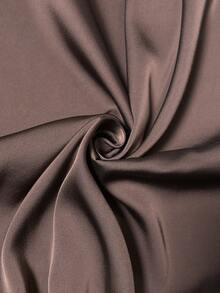 Elaquor Plus Size Elegant Solid Color Lantern Sleeve Dress, Suitable For Commuting - Brown - View 7